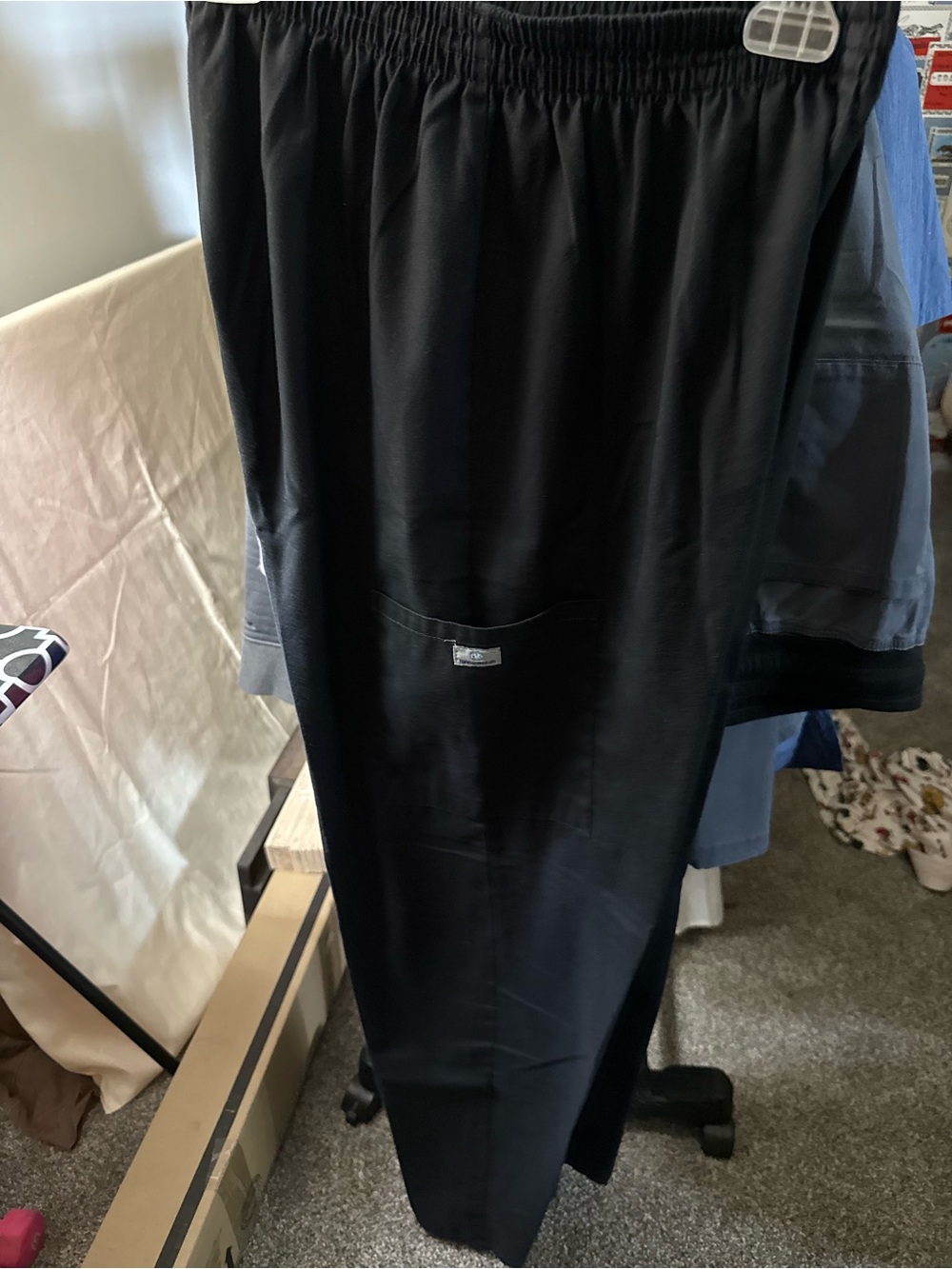 Women's Black Elastic-Waist Scrub Pants